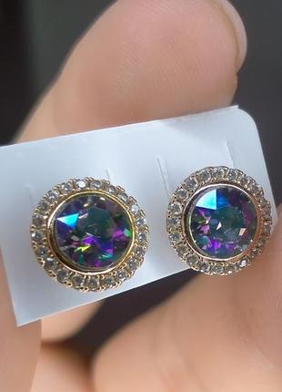 Сережки цвяшки хамелеон swarovski
