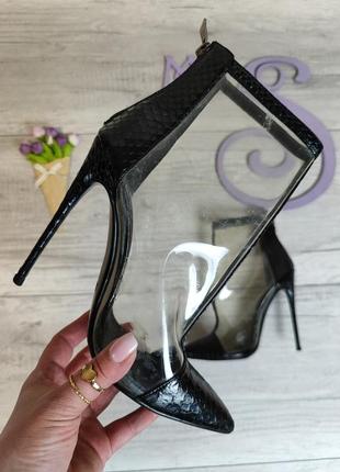 Жіночі прозорі силіконові черевики miraton чорного кольору натуральна шкіра розмір 37