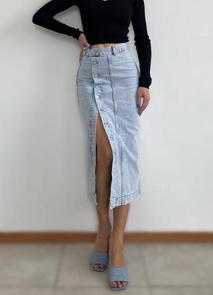Джинсовая юбка, джинсовая юбка макси, джинсовая юбка, юбка макси, юбка макси4 фото
