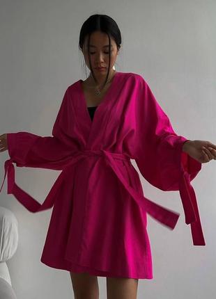 Костюм кимоно + шорты лён3 фото