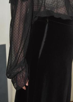 Черная прозрачная блуза в горошек4 фото