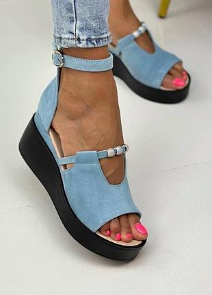 Босоножки натуральная замша, кожа, лак черный, белый, бежевый, голубой, красный, пудра