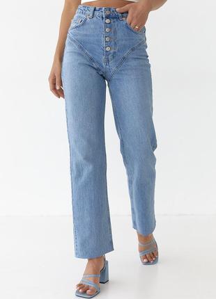 Жіночі укорочені джинси з кокеткою