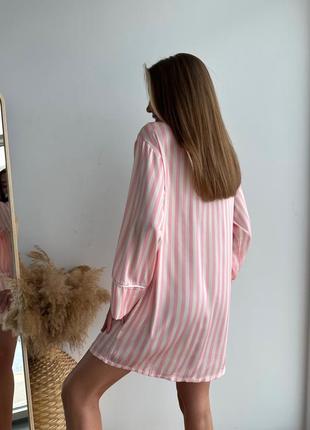 Нежная пудровая рубашка в стиле виктория сикретс, сатиновая ночная рубашка, удлиненная рубашка для дома и сна, легкая пижама женская7 фото