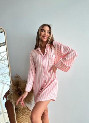 Нежная пудровая рубашка в стиле виктория сикретс, сатиновая ночная рубашка, удлиненная рубашка для дома и сна, легкая пижама женская3 фото