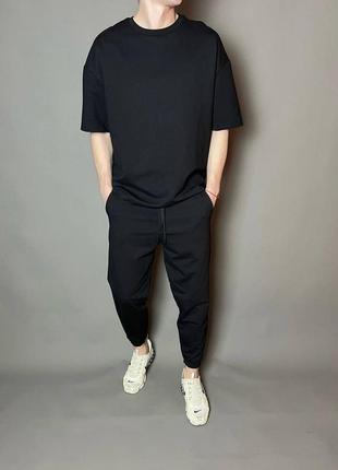 Спортивный костюм мужской летний легкий на лето базовый серый графит бежевый коричневый черный повседневный брюки джогеры футболка батал
