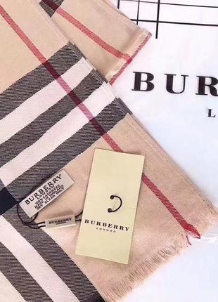 Палантин шарф у стилі burberry (барбері) бежевий2 фото