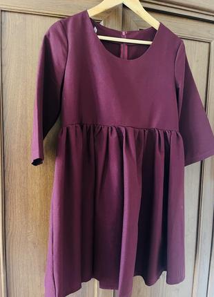 Платье вишнево-сливового цвета с рукавом 2/31 фото