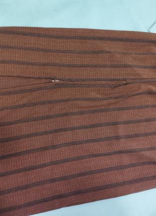 Юбка миди с разрезом в полоску коричневый молния6 фото
