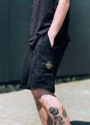 Шорты stone island черные мужские1 фото