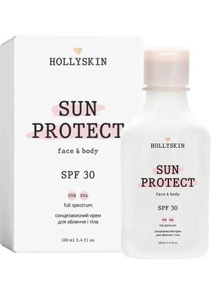 Сонцезахисний крем для обличчя і тіла hollyskin sun protect spf 30 100 мл