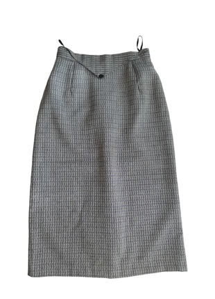 Юбка карандаш серая классическая юбка миди трапеция с разрезом1 фото