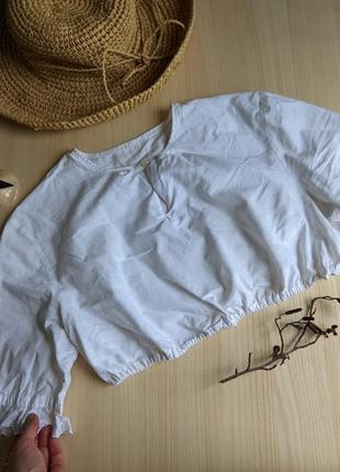 Топ вінтажна бавовна короткий блуза біла блузка сорочка кроп