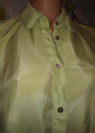 Блуза шелковая нежно-салатовый цвет 100% cupro 14-16 p2 фото
