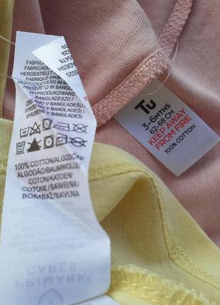 Набор футболок на девочку 3-6 месяцев коттон, желтая, розовая4 фото