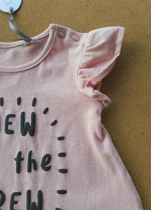 Набор футболок на девочку 3-6 месяцев коттон, желтая, розовая9 фото