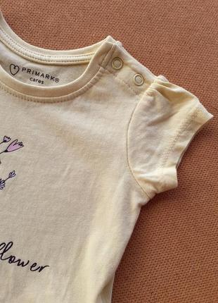 Набор футболок на девочку 3-6 месяцев коттон, желтая, розовая8 фото