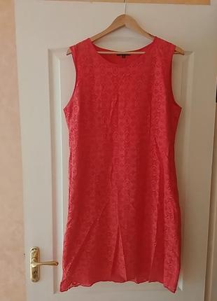 Красное кружевное платье на подкладке 52 54