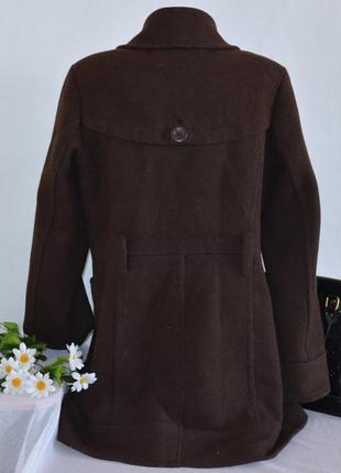 Брендовое коричневое шерстяное демисезонное пальто с карманами h&m3 фото