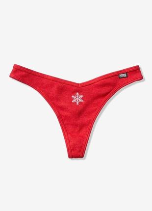 Трусики victoria's secret cotton thong red panty