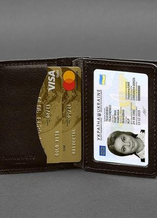 Кожаная обложка для водительского удостоверения, id и пластиковых карт коричневая 2.04 фото