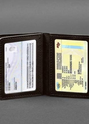 Кожаная обложка для водительского удостоверения, id и пластиковых карт коричневая 2.06 фото