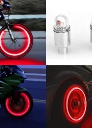 ✅ светодиодная подсветка колес велосипеда авто на нипель пара1 фото
