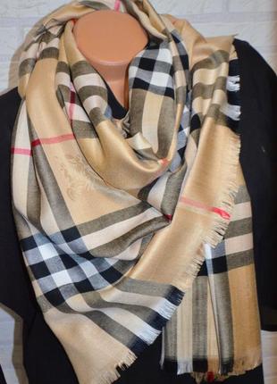 Бежевый палантин шарф женский в стиле вurberry барбери2 фото