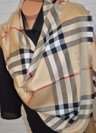 Бежевый палантин шарф женский в стиле вurberry барбери4 фото