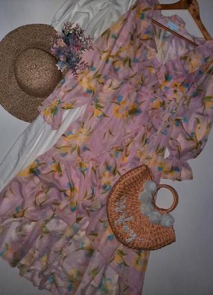 Розкішна шифонова сукня квітковий принт3 фото