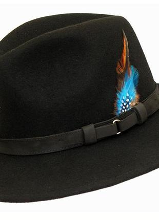 Шикарная шерстяная шляпа с плюмажем из перьев denton hats