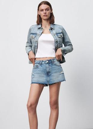 Zara шорти джинсові юбка юбка-шорти mid rise розмір м 38 нові