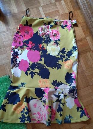 Яркая юбка меди в цветочный принт1 фото