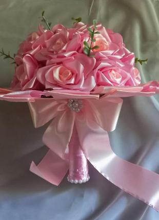 Розовый свадебный букет-дублер невесты "королевский"1 фото