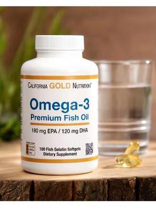Омега-3, риб’ячий жир преміальної якості, 180 мг епк / 120 мг дгк, 100 капсул із риб’ячого желатину2 фото