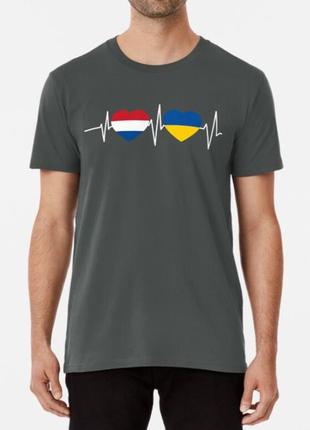 Мужская и женская патриотическая футболка с принтом netherlands ukraine нидерланды украина6 фото