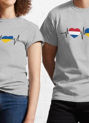 Мужская и женская патриотическая футболка с принтом netherlands ukraine нидерланды украина8 фото