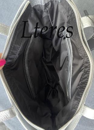Кожаная серебристая женская сумка на плечо, цвета в ассортименте8 фото