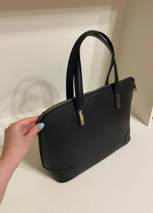 Велика класична чорна сумка шопер2 фото