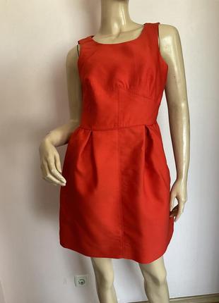 Красное качественное платье/xs- s/brend j.crew шерсть- шелк