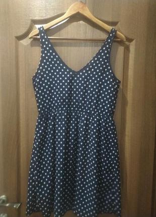 Сукня шифон темно-синя в горох h&m 36