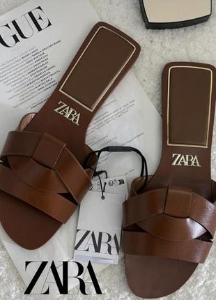 Шкіряні шльопанці тапки сандалі шкіра натуральна zara оригінал нові7 фото