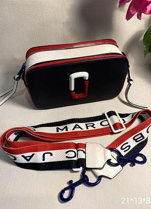 Жіноча сумка екошкіра сумка через плече з екошкіри туреччина в стилі mark jacobs синя з червоним mark jacobs в стилі марк якобс джейкобс