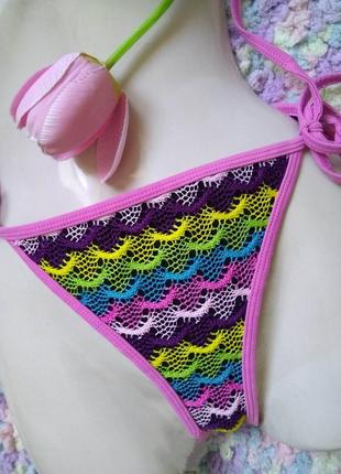 Эффектные бикини plt prettylittlething/разноцветные женские плавки трусики на завязках2 фото