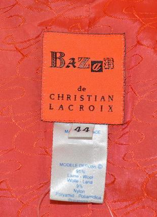 Брендовый оранжевый пиджак жакет блейзер christian lacroix bazar франция шерсть этикетка6 фото