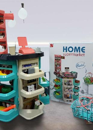 Интерактивный супермаркет магазин касса с прилавком и продуктами на батарейках свет звук 668-86/87 терминал