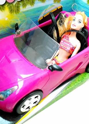 Лялька на машині 9010a рожевий кабріолет автомобіль для ляльки барбі fashion girl travel10 фото