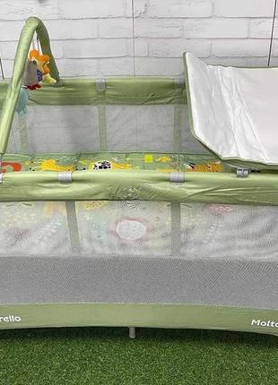 Дитячий манеж - ліжечко пеленатор carrello molto crl-11604 cameo green червоний монстрик1 фото