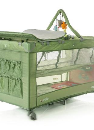 Дитячий манеж - ліжечко пеленатор carrello molto crl-11604 cameo green червоний монстрик3 фото
