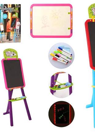 Доска-мольберт 3 в 1  ym823/ym824 для рисования двухсторонний led 2 цвета